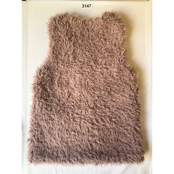 Charlotte Russe Women Vest size XS Taupe Pink Open Front Faux Fur - Picture 8 of 9